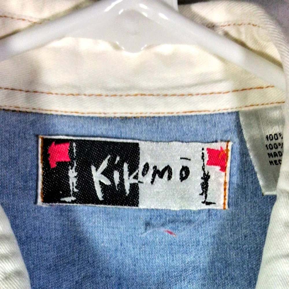 Women's Small Kikomo Vintage Western Boho Blue and White Striped Sleeveless Top - Picture 2 of 10